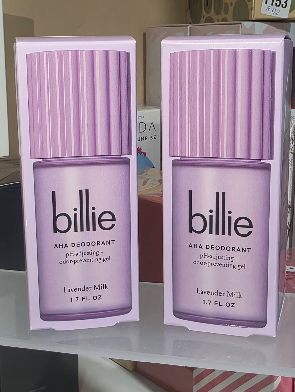 NEW Billie AHA Liquid-Gel Deodorant Duo (Lavender Milk) - 2-Piece Set